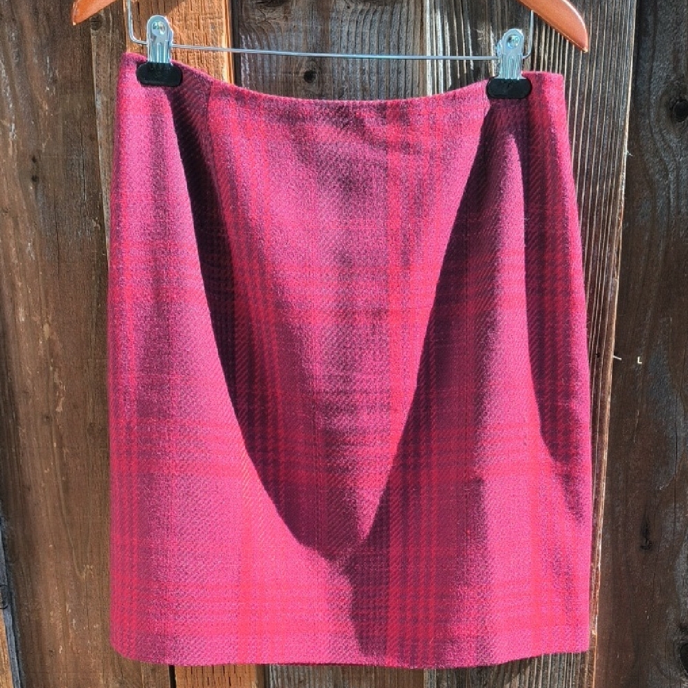 EDDIE BAUER Wool Blend Plaid Skirt Size 12 Tall
